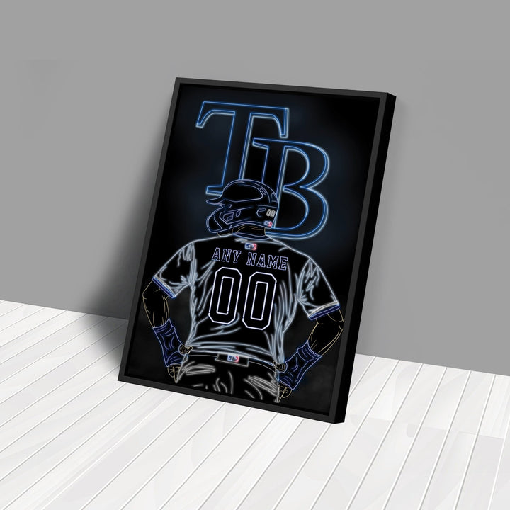 Tampa Bay Rays Personalized Jersey Canvas | Neon Wall Art - CanvasNeon
