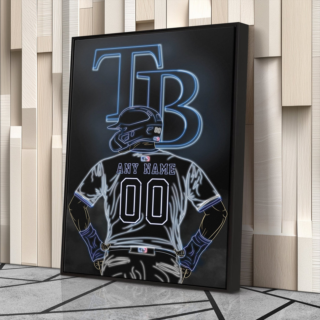 Tampa Bay Rays Personalized Jersey Canvas | Neon Wall Art - CanvasNeon