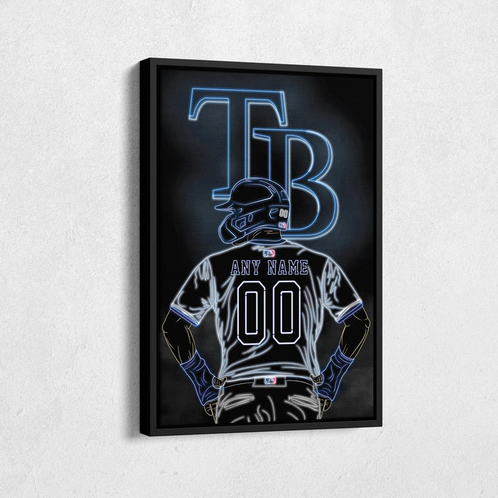 Tampa Bay Rays Personalized Jersey Canvas | Neon Wall Art - CanvasNeon
