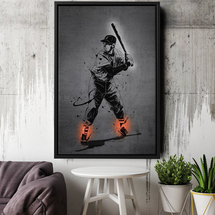 Ted Williams Neon Canvas Art | Modern Wall Decor for Red Sox Fans - CanvasNeon