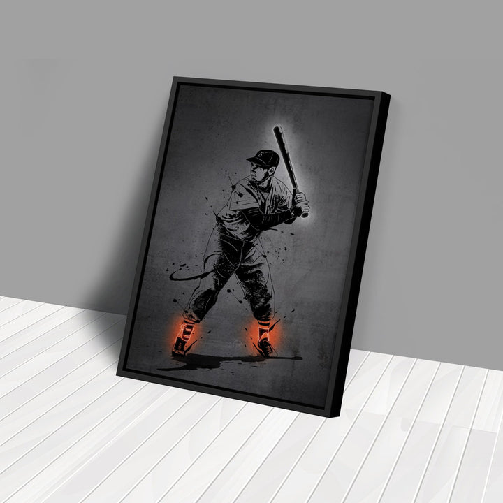 Ted Williams Neon Canvas Art | Modern Wall Decor for Red Sox Fans - CanvasNeon