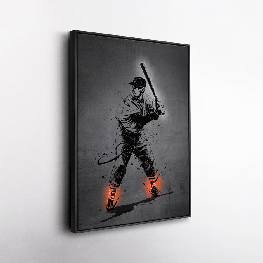 Ted Williams Neon Canvas Art | Modern Wall Decor for Red Sox Fans - CanvasNeon
