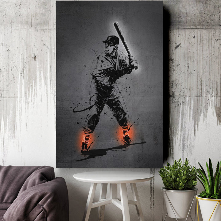 Ted Williams Neon Canvas Art | Modern Wall Decor for Red Sox Fans - CanvasNeon