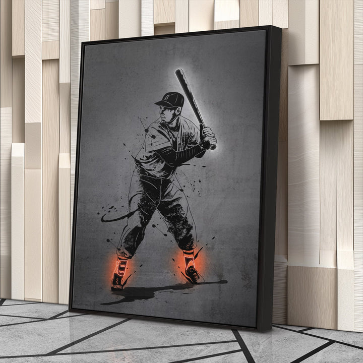 Ted Williams Neon Canvas Art | Modern Wall Decor for Red Sox Fans - CanvasNeon