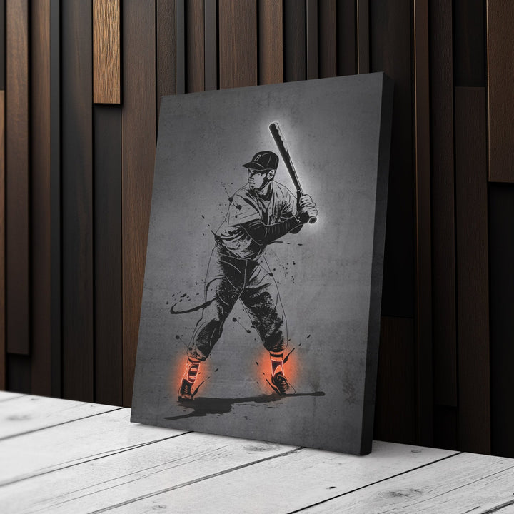 Ted Williams Neon Canvas Art | Modern Wall Decor for Red Sox Fans - CanvasNeon