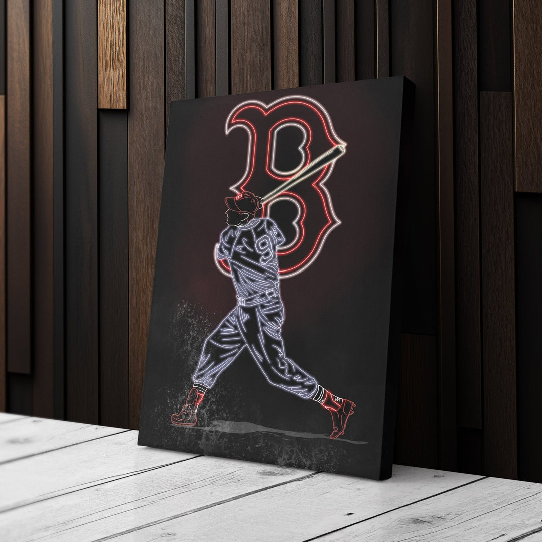 Ted Williams Neon Canvas Art | Red Sox Wall Decor - CanvasNeon