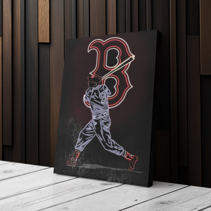 Ted Williams Neon Canvas Art | Red Sox Wall Decor - CanvasNeon