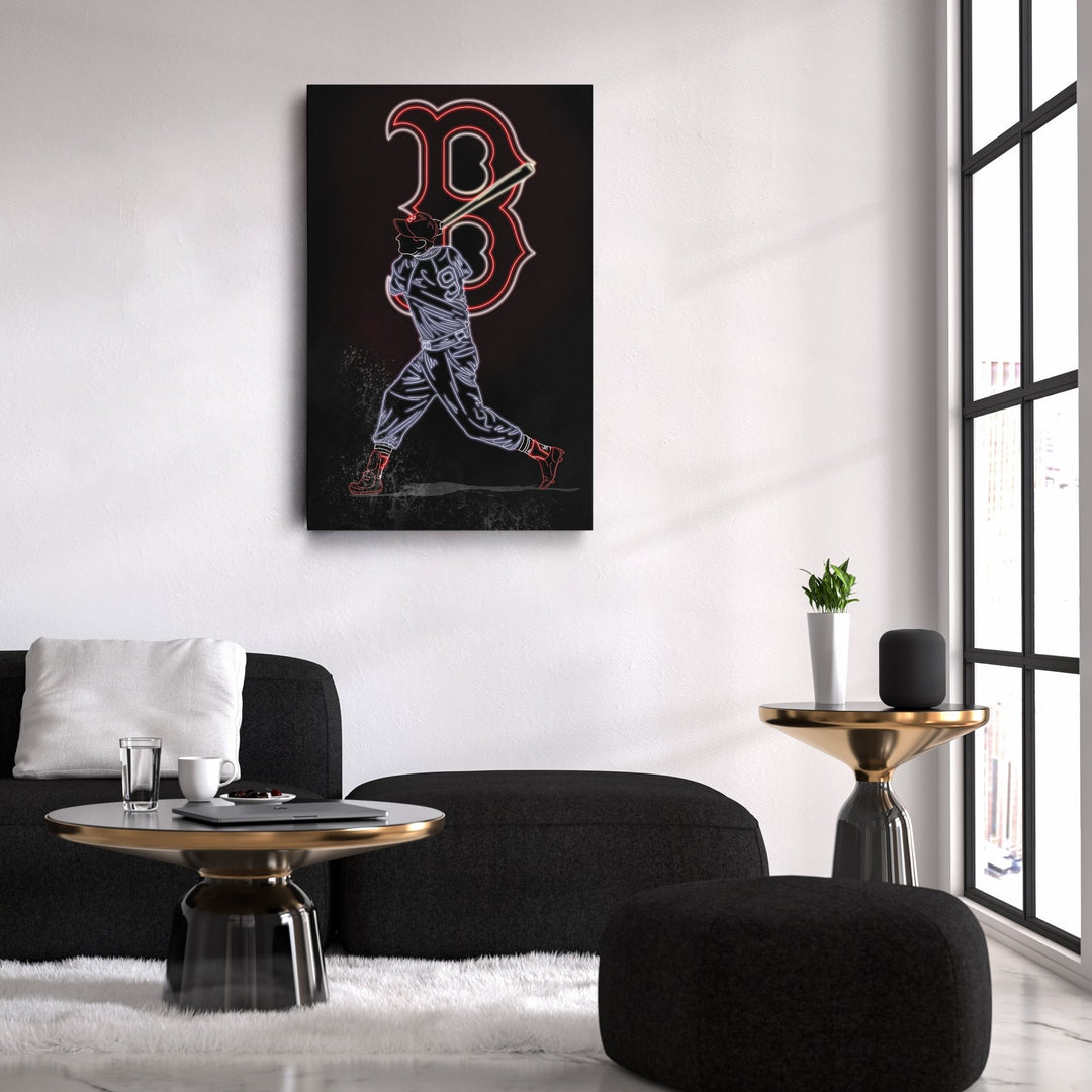 Ted Williams Neon Canvas Art | Red Sox Wall Decor - CanvasNeon
