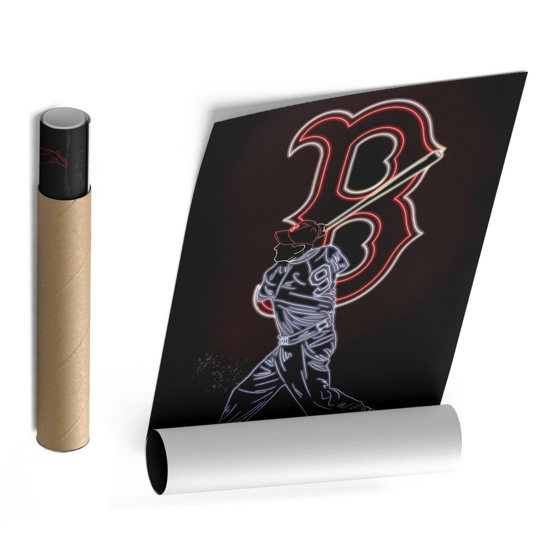 Ted Williams Neon Canvas Art | Red Sox Wall Decor - CanvasNeon