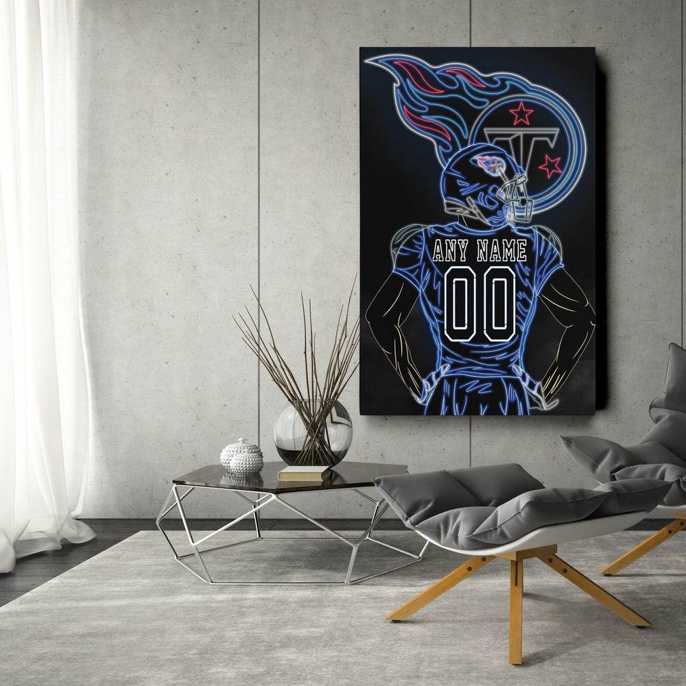 Tennessee Titans Personalized Jersey Canvas | Neon Wall Art - CanvasNeon