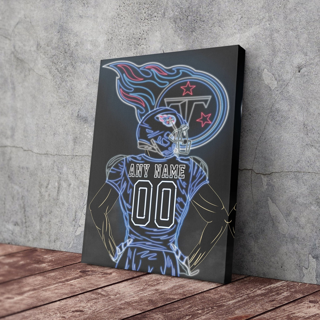 Tennessee Titans Personalized Jersey Canvas | Neon Wall Art - CanvasNeon