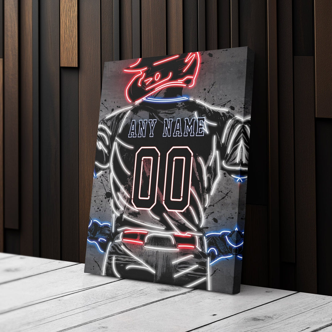 Texas Rangers Custom Jersey Canvas | Neon Wall Art - CanvasNeon