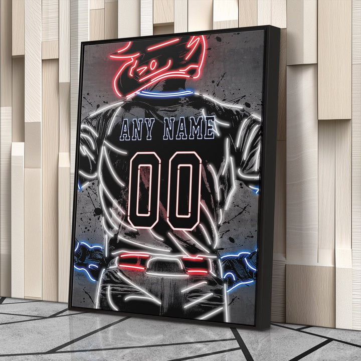 Texas Rangers Custom Jersey Canvas | Neon Wall Art - CanvasNeon