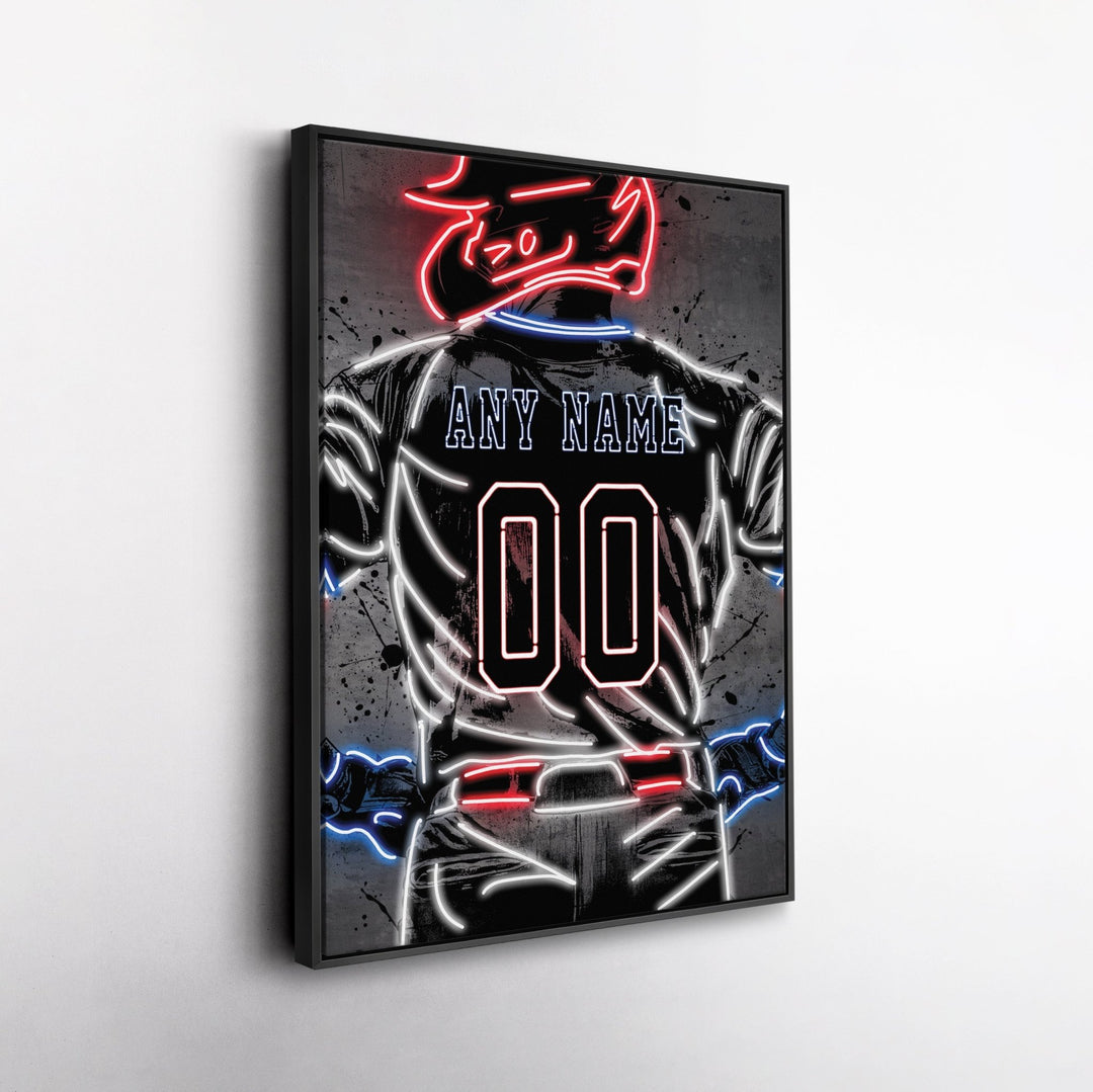 Texas Rangers Custom Jersey Canvas | Neon Wall Art - CanvasNeon
