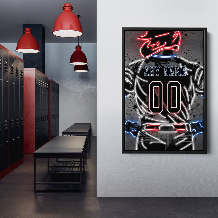 Texas Rangers Custom Jersey Canvas | Neon Wall Art - CanvasNeon