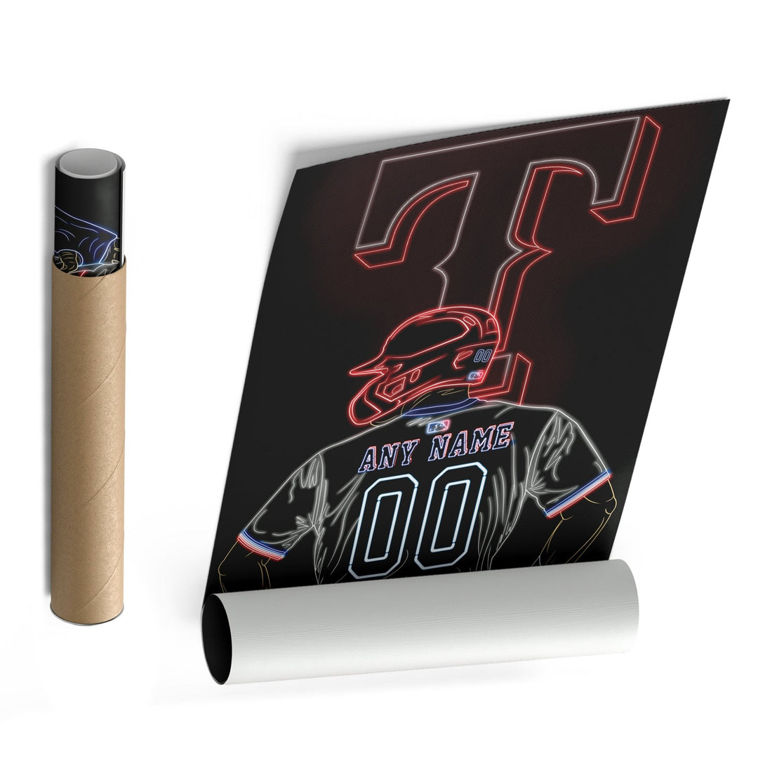 Texas Rangers Personalized Jersey Canvas | Neon Wall Art - CanvasNeon