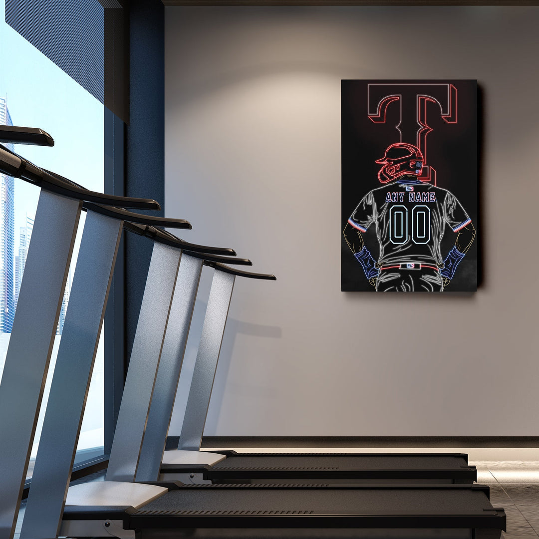 Texas Rangers Personalized Jersey Canvas | Neon Wall Art - CanvasNeon