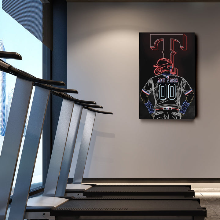 Texas Rangers Personalized Jersey Canvas | Neon Wall Art - CanvasNeon