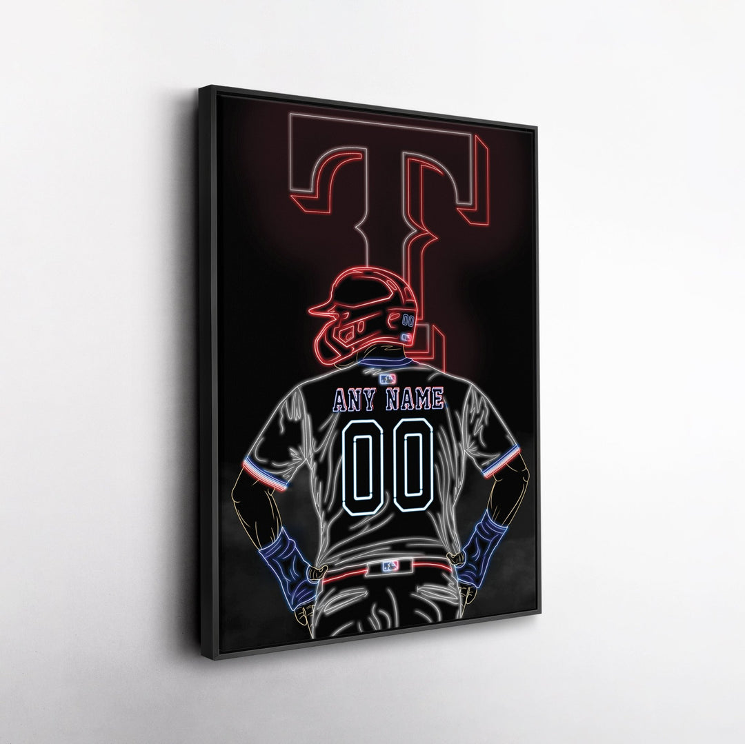 Texas Rangers Personalized Jersey Canvas | Neon Wall Art - CanvasNeon