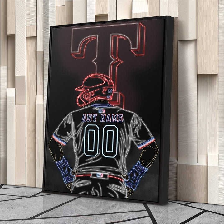 Texas Rangers Personalized Jersey Canvas | Neon Wall Art - CanvasNeon