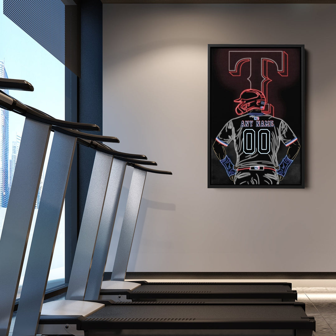 Texas Rangers Personalized Jersey Canvas | Neon Wall Art - CanvasNeon