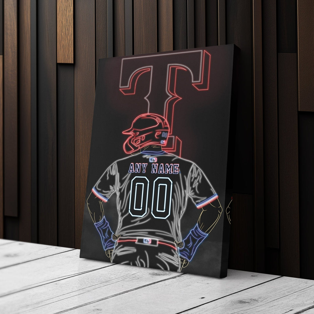 Texas Rangers Personalized Jersey Canvas | Neon Wall Art - CanvasNeon