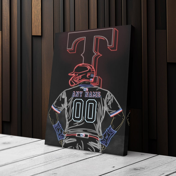 Texas Rangers Personalized Jersey Canvas | Neon Wall Art - CanvasNeon