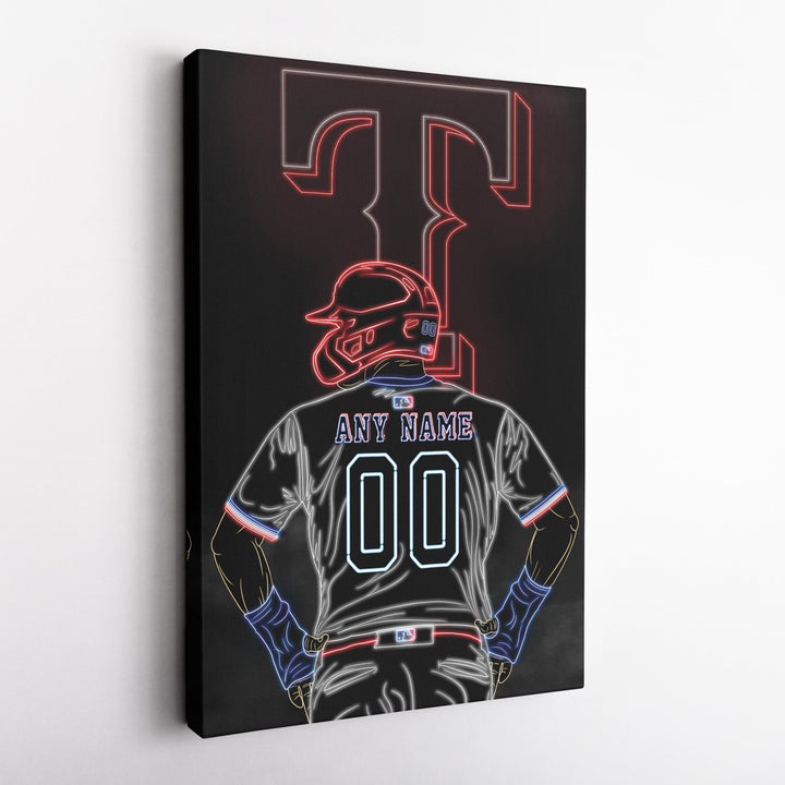 Texas Rangers Personalized Jersey Canvas | Neon Wall Art - CanvasNeon