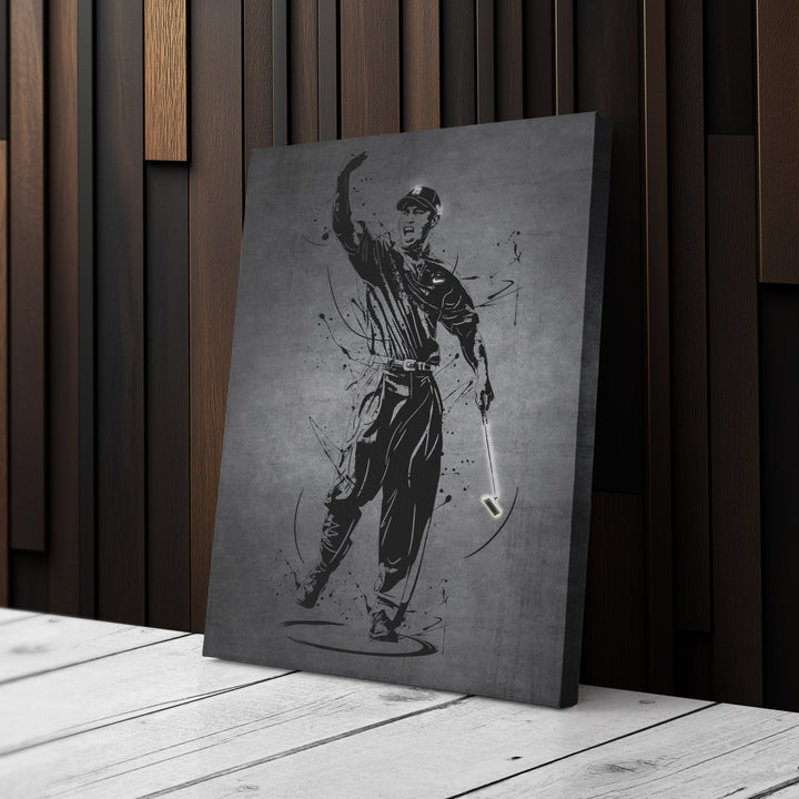 Tiger Woods Neon Canvas Art | Modern Wall Decor for Golf Fans - CanvasNeon