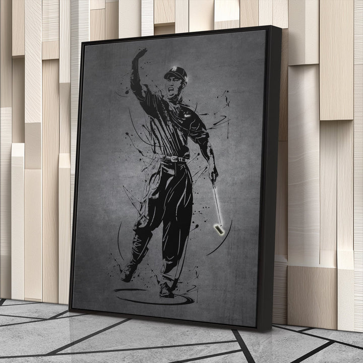 Tiger Woods Neon Canvas Art | Modern Wall Decor for Golf Fans - CanvasNeon