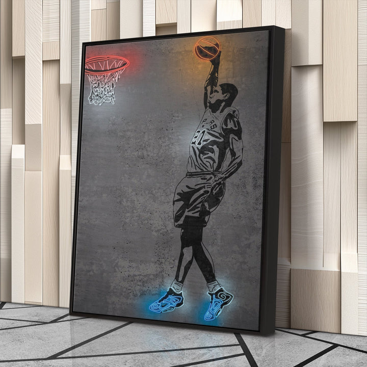 Tim Duncan Neon Canvas Art | Modern Wall Decor for Spurs Fans - CanvasNeon