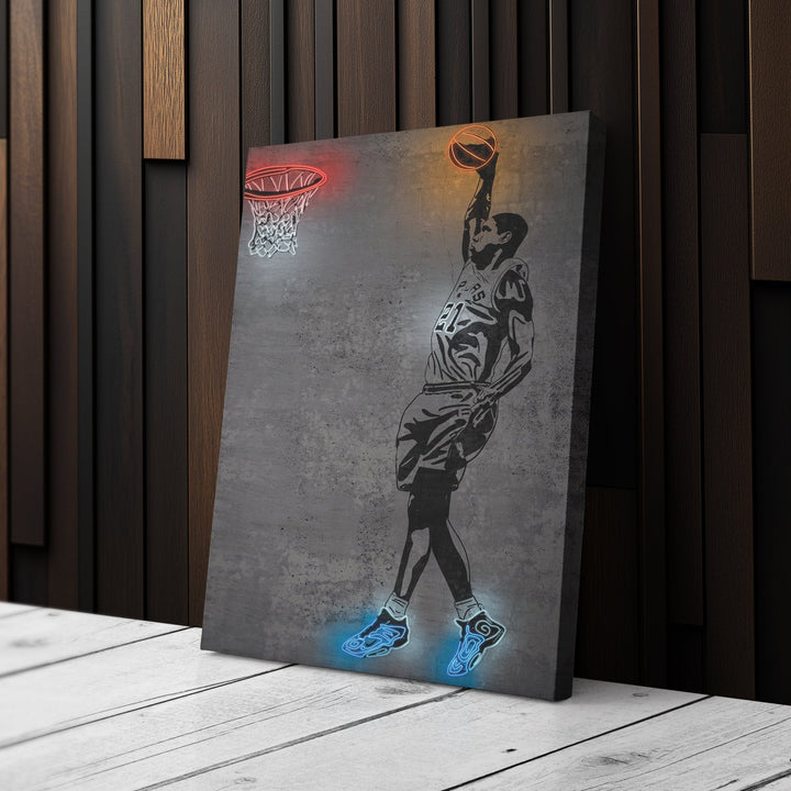 Tim Duncan Neon Canvas Art | Modern Wall Decor for Spurs Fans - CanvasNeon