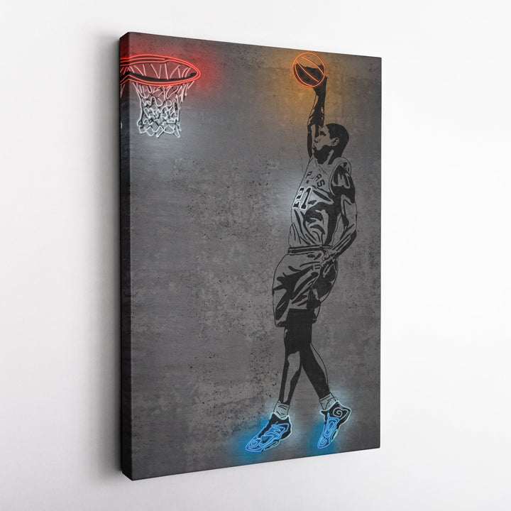 Tim Duncan Neon Canvas Art | Modern Wall Decor for Spurs Fans - CanvasNeon