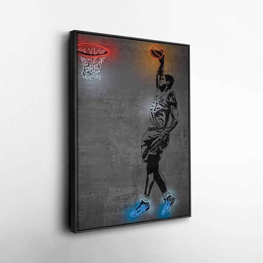 Tim Duncan Neon Canvas Art | Modern Wall Decor for Spurs Fans - CanvasNeon