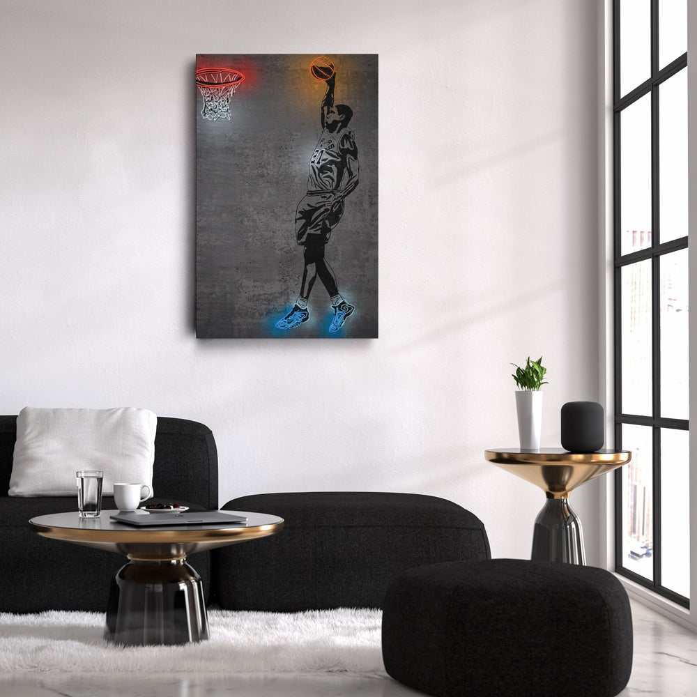 Tim Duncan Neon Canvas Art | Modern Wall Decor for Spurs Fans - CanvasNeon