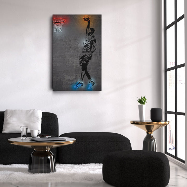 Tim Duncan Neon Canvas Art | Modern Wall Decor for Spurs Fans - CanvasNeon