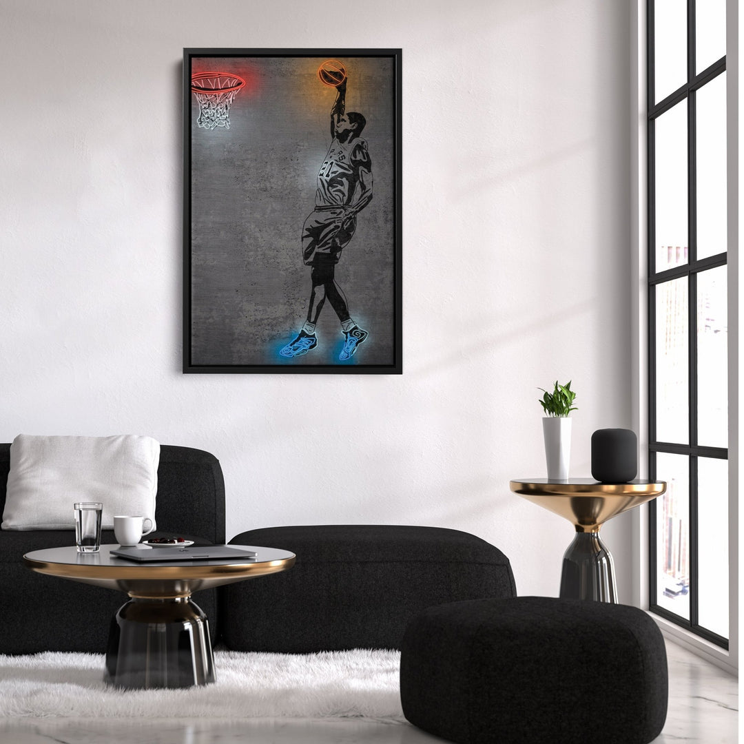 Tim Duncan Neon Canvas Art | Modern Wall Decor for Spurs Fans - CanvasNeon