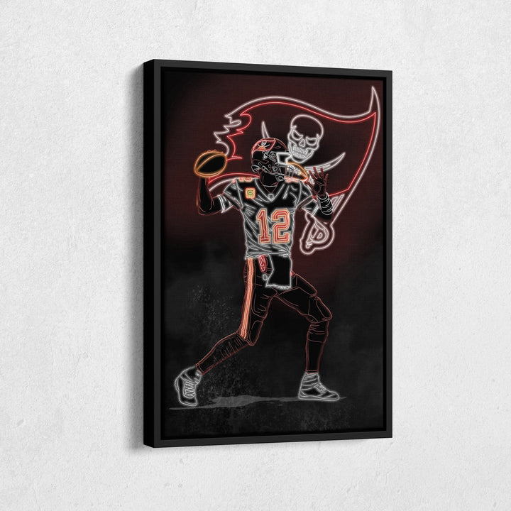 Tom Brady Neon Canvas Art | Buccaneers Wall Decor - CanvasNeon