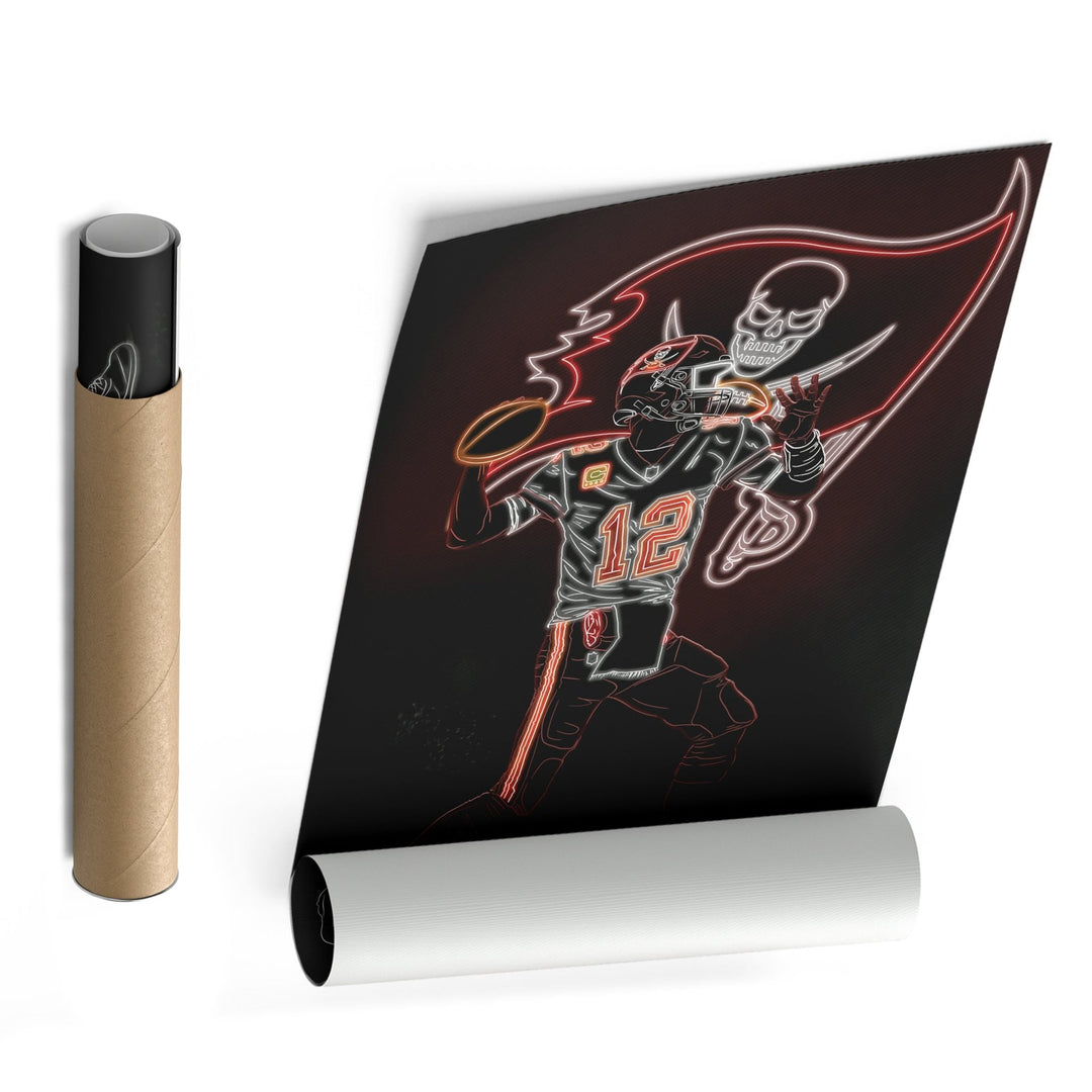 Tom Brady Neon Canvas Art | Buccaneers Wall Decor - CanvasNeon