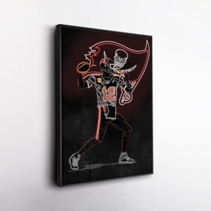 Tom Brady Neon Canvas Art | Buccaneers Wall Decor - CanvasNeon