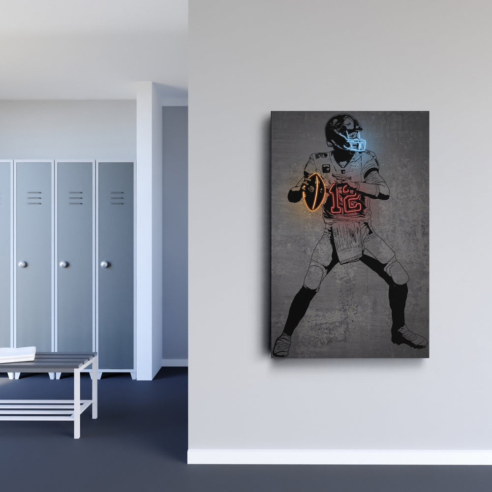 Tom Brady Neon Canvas Art | Modern Wall Decor for Buccaneers Fans - CanvasNeon