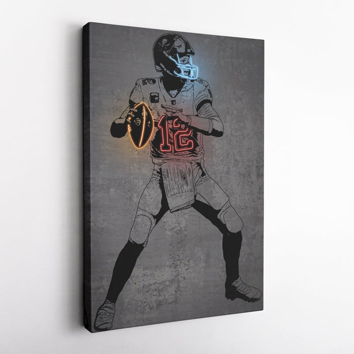 Tom Brady Neon Canvas Art | Modern Wall Decor for Buccaneers Fans - CanvasNeon