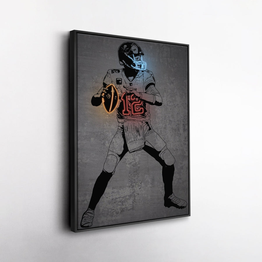 Tom Brady Neon Canvas Art | Modern Wall Decor for Buccaneers Fans - CanvasNeon