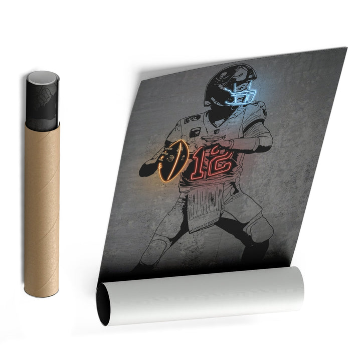 Tom Brady Neon Canvas Art | Modern Wall Decor for Buccaneers Fans - CanvasNeon