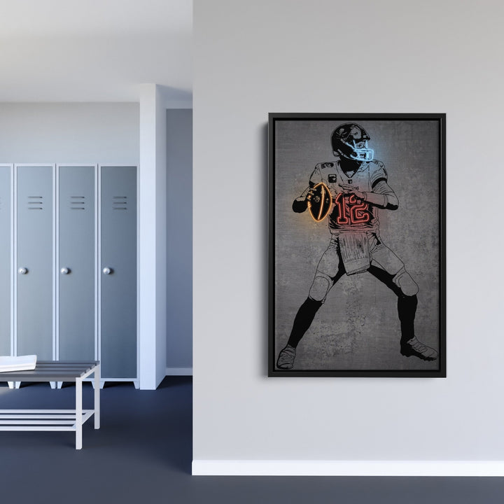Tom Brady Neon Canvas Art | Modern Wall Decor for Buccaneers Fans - CanvasNeon
