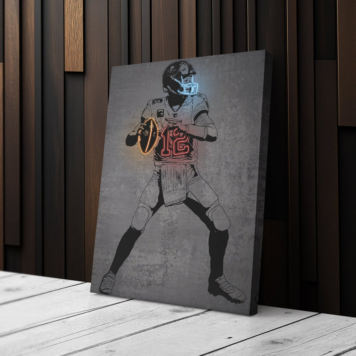 Tom Brady Neon Canvas Art | Modern Wall Decor for Buccaneers Fans - CanvasNeon