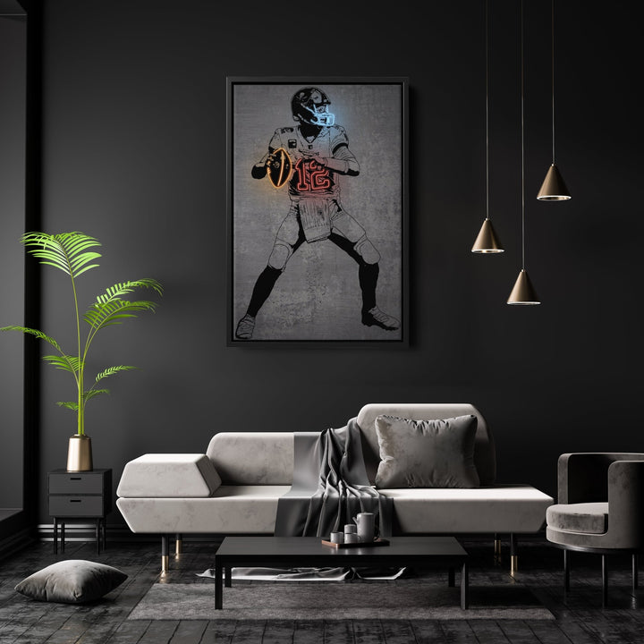 Tom Brady Neon Canvas Art | Modern Wall Decor for Buccaneers Fans - CanvasNeon