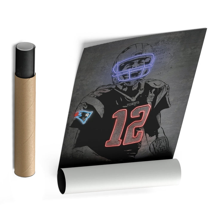 Tom Brady Neon Canvas Art | Modern Wall Decor for Patriots Fans - CanvasNeon