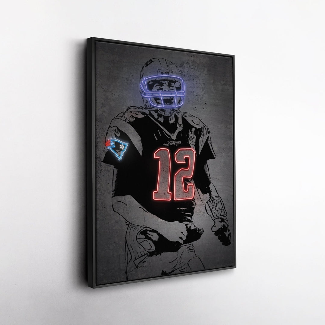 Tom Brady Neon Canvas Art | Modern Wall Decor for Patriots Fans - CanvasNeon