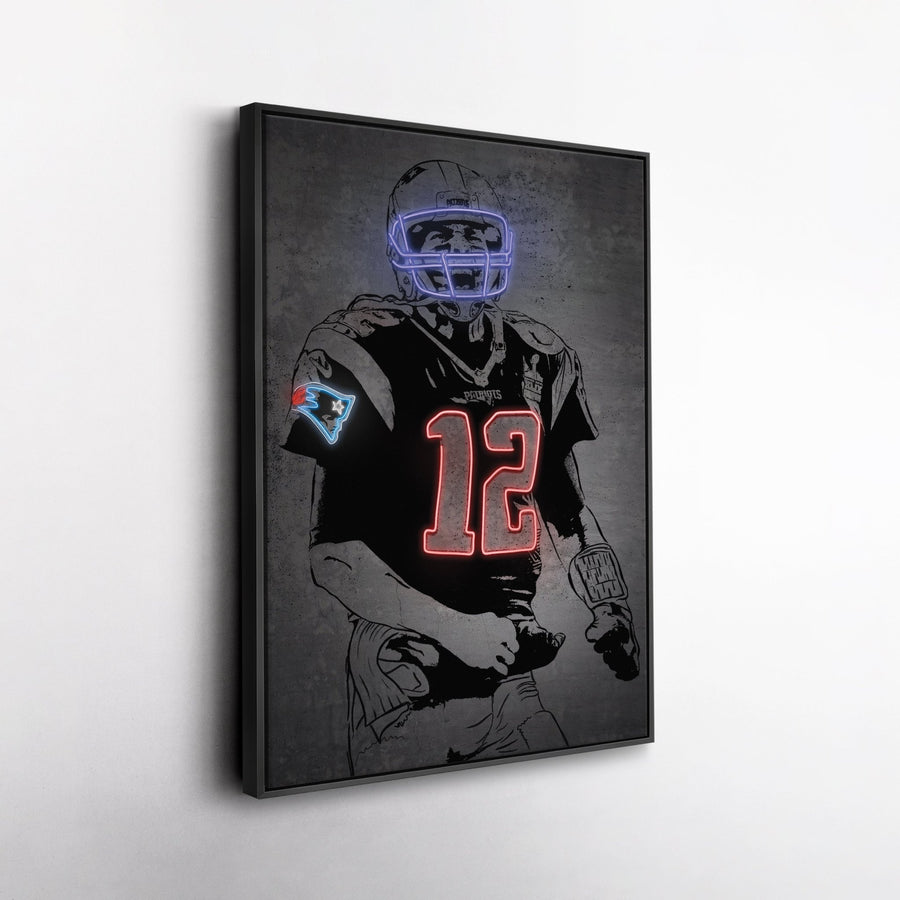 Tom Brady Neon Canvas Art | Modern Wall Decor for Patriots Fans - CanvasNeon